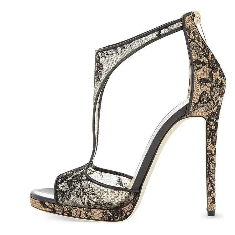 Chaussures Femme Sexy Open-toe Hollow Out Mujer Zapatos Ankle Strap Zippers High Heel Sandals For Ladies Nightclub Party Sandals