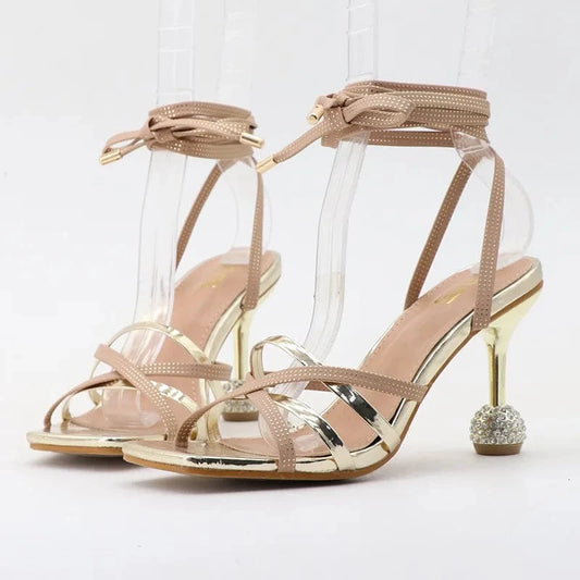 Chaussures Femme Sexy Square-toe Roman Mujer Shoes Cross Strap Lace Up Super High Heel Sandals For Ladies Nightclub Party Sandal