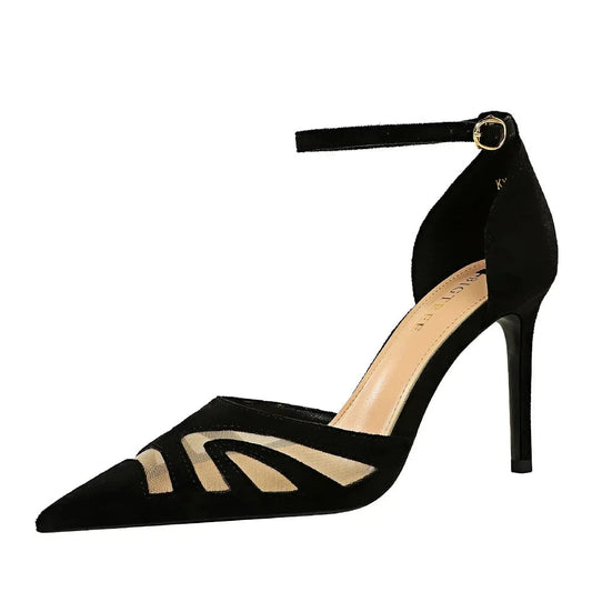 Chaussures Femme Spring Sexy Suede Pointed-toe Shoes Hollow Out Large Size High Heels Sandals For Ladies Nightclub Party Sandals
