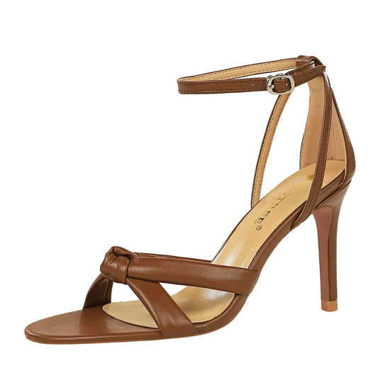 Chaussures Femme Summer Retro PU Pointed-toe Shoes Open-toe Cross Strap Thin Heels Sandals For Ladies Outdoor Travelling Sandals