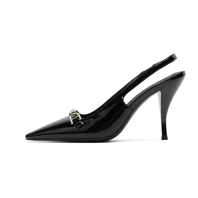 Chaussures Femme Versatile Patent Leather Square-toe Zapatos De Mujer Wrap-toe Slingback High Heel Sandals Ladies Dating Sandals