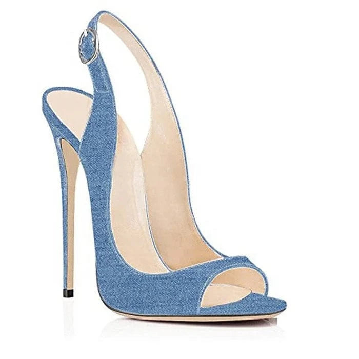Chaussures Femmes Talons Ladies Office Business Women Open Toe Slip on Slingback Pumps Stiletto Heeled Sandals High Heels Shoes