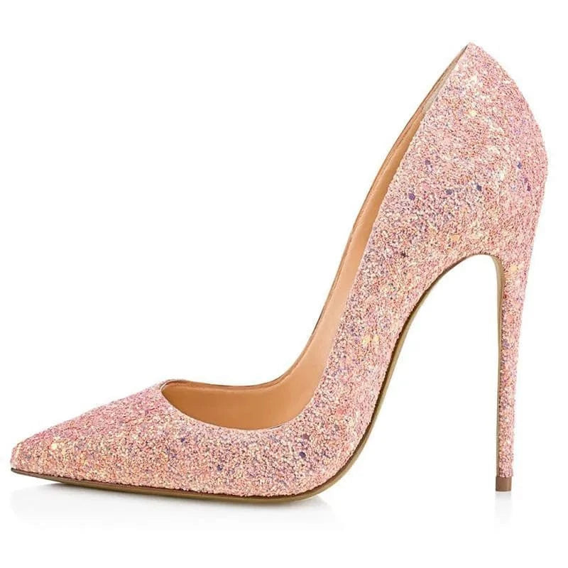 Chaussures Femmes Zapatos De Mujer Women Sexy Classic Glitter Bridal Shoes Pointy Toe 12cm High Heels Ladies Stiletto Pumps