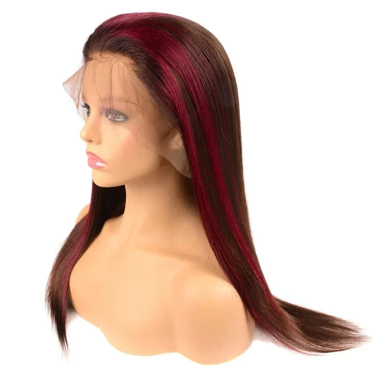 Cheap Color Wigs Human Hair Density 150% 180% Glueless Highlight Wig Lace Front Pink  Blue Blonde 99j Orange wig Straight