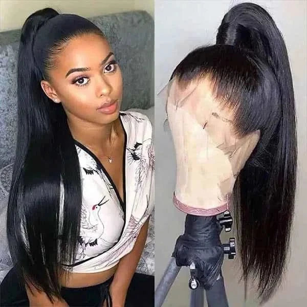 Cheap Cuticles Aligned brazilian human hair wigs for black women,250% density bleached knots 40 inch full lace human hair wig