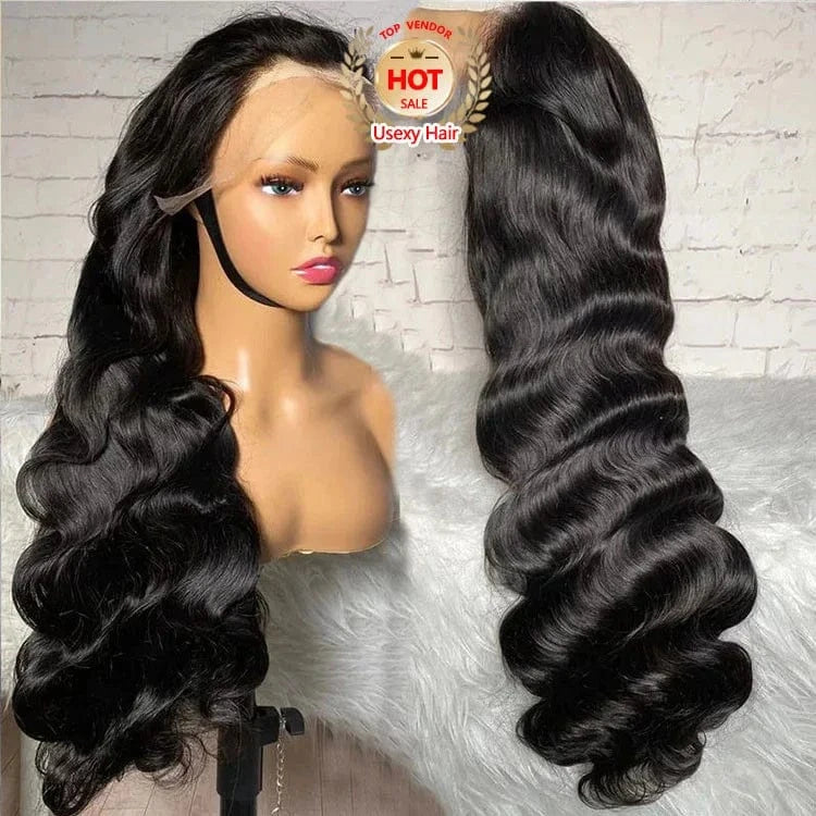 cheap human hair wigs suppliers 13x6 hd full lace front body wave wig human hair pre plucked glueless 100% virgin human hair wig