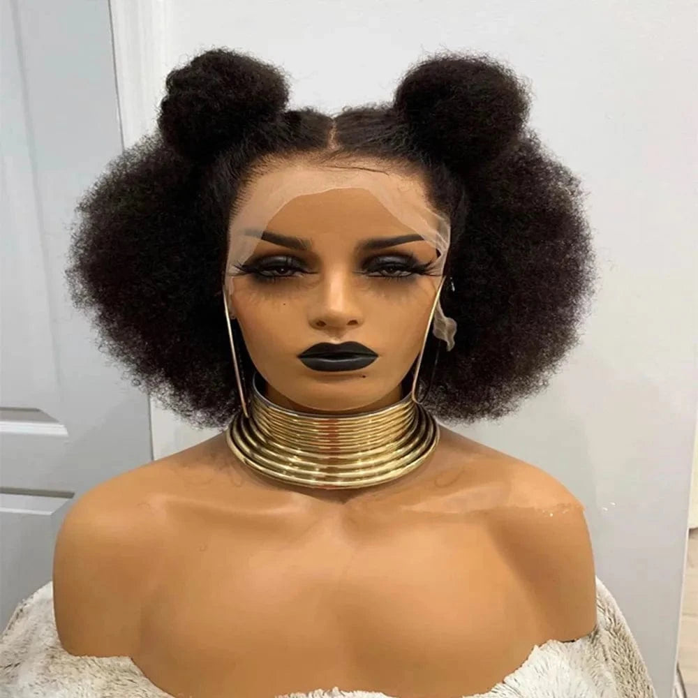 Cheap Ponytail  Short Bob Pixie Cut Afro Kinky Curly 13X4 13X6 Lace Frontal Human Hair Wigs Glueless Prepluck With Baby Hair