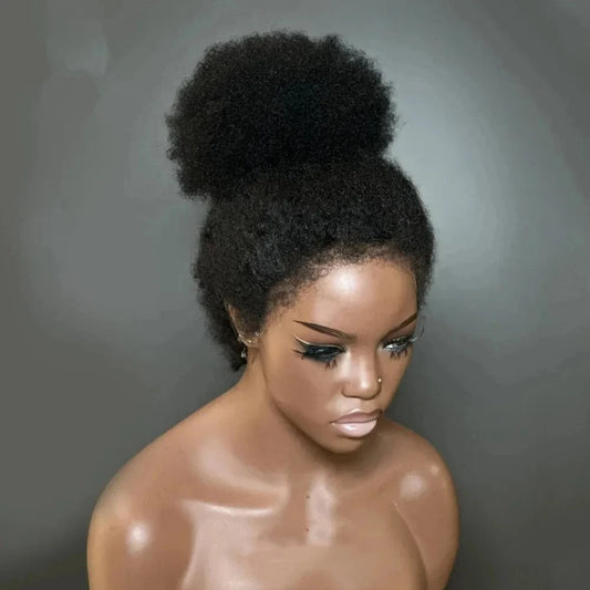 Cheap Ponytail  Short Bob Pixie Cut Afro Kinky Curly 13X4 13X6 Lace Frontal Human Hair Wigs Glueless Prepluck With Baby Hair