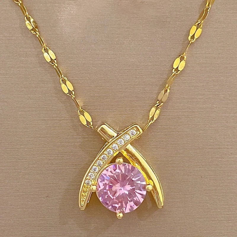 Cheap Price Fashion Fine Jewelry Sets 18k Gold Plated Moissanite Stainless Steel Chain Jewelry Wedding Sets For Women