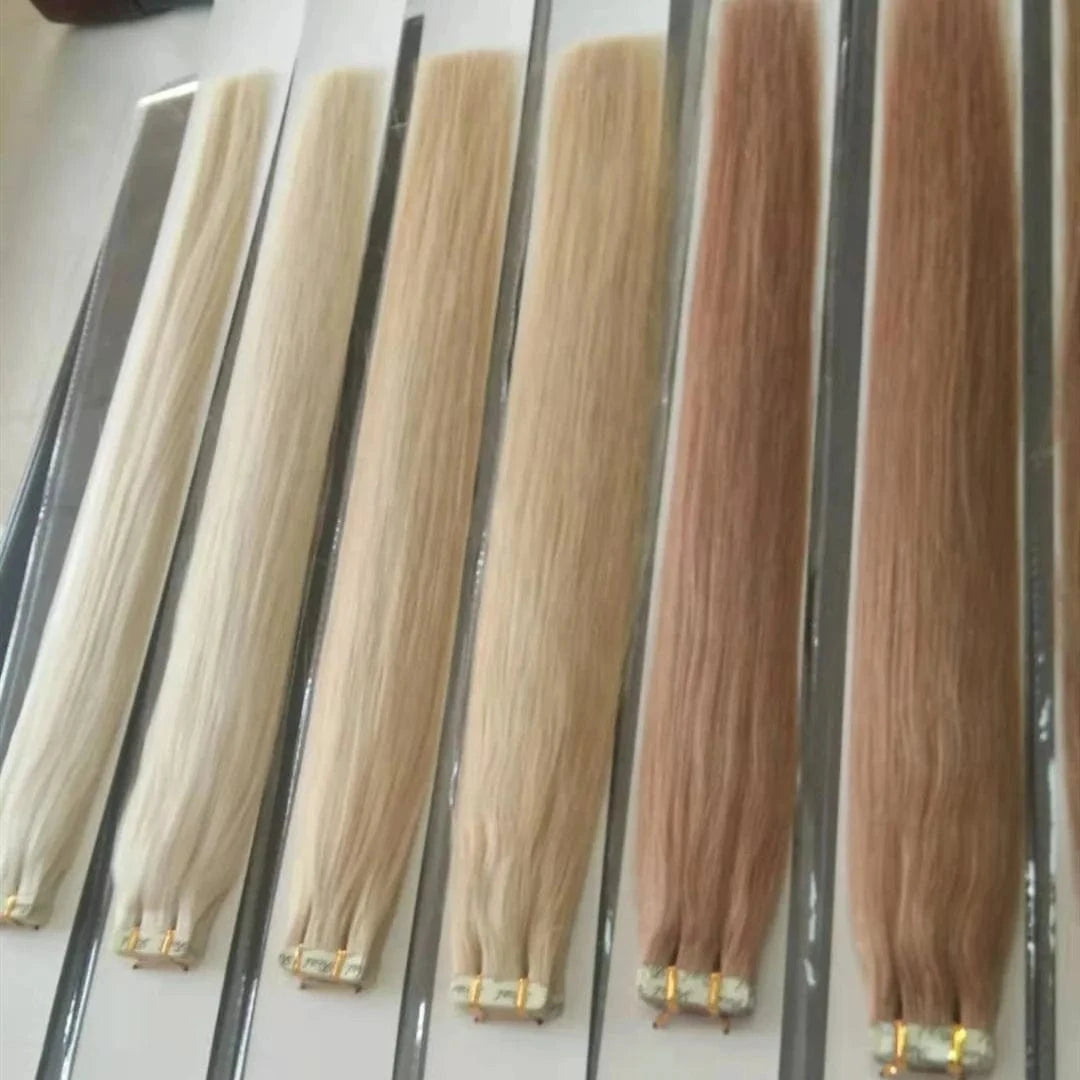 Cheap Russian Invisible adhesive tape hair extension Double drawn Wholesale Blonde Human double side Remy tape in hair