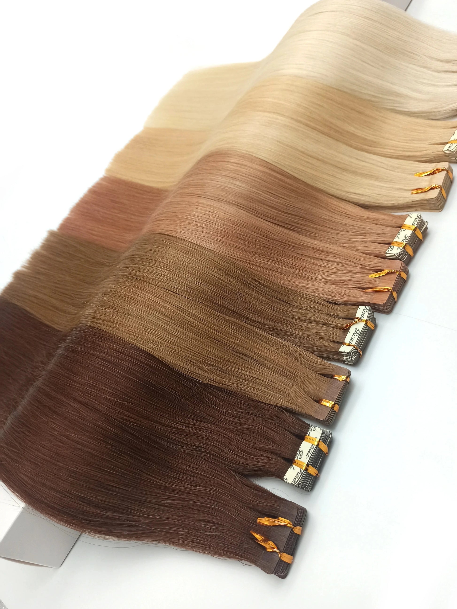 Cheap Russian Invisible adhesive tape hair extension Double drawn Wholesale Blonde Human double side Remy tape in hair