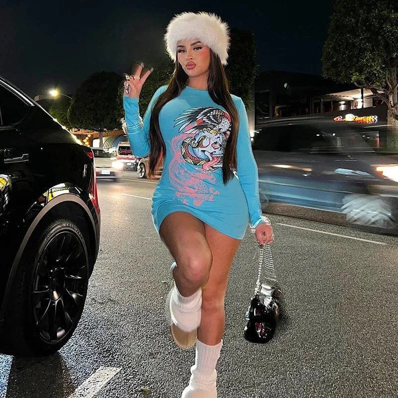 cheap vintage ladies woman sexy printed plain beauty long sleeve t-shirt t shirt dress spring 2024 women cotton outfit for women