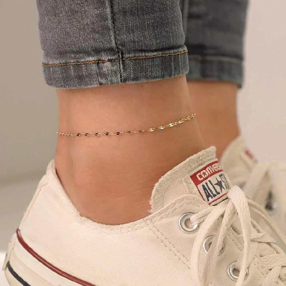 Cheap Wholesale  Adjustable Stainless Steel Gold  Lip Shape  Chain Anklets For Women