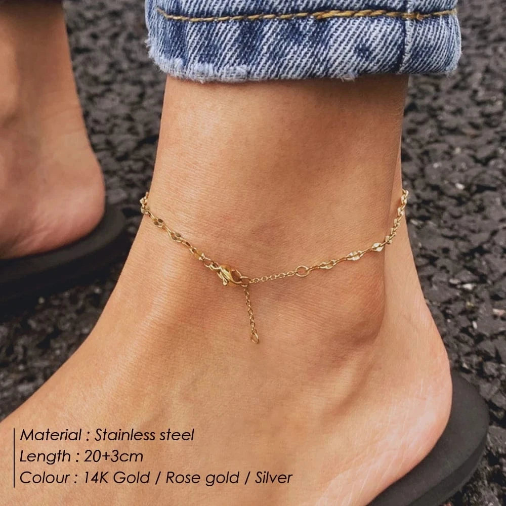 Cheap Wholesale  Adjustable Stainless Steel Gold  Lip Shape  Chain Anklets For Women