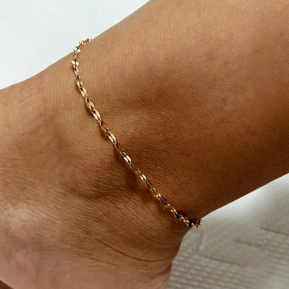 Cheap Wholesale  Adjustable Stainless Steel Gold  Lip Shape  Chain Anklets For Women