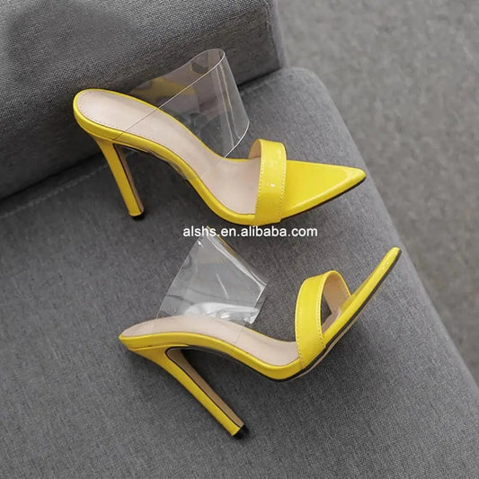 Chengdu Shoes New design Pu high heel Pvc Clear sandals
