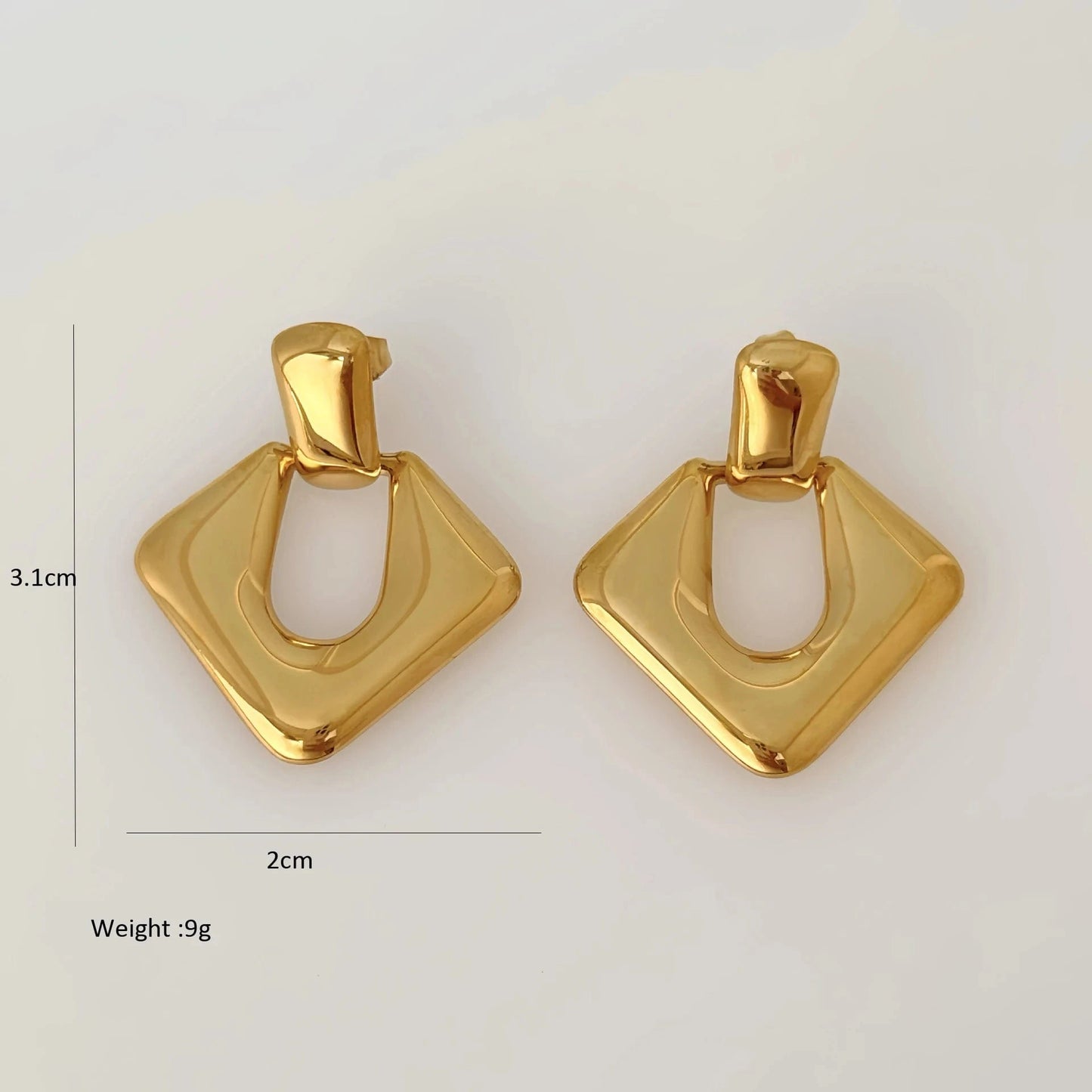 Chic bold hypoallergenic earring pvd gold plated titanium steel waterproof statement geometric stud earrings for women