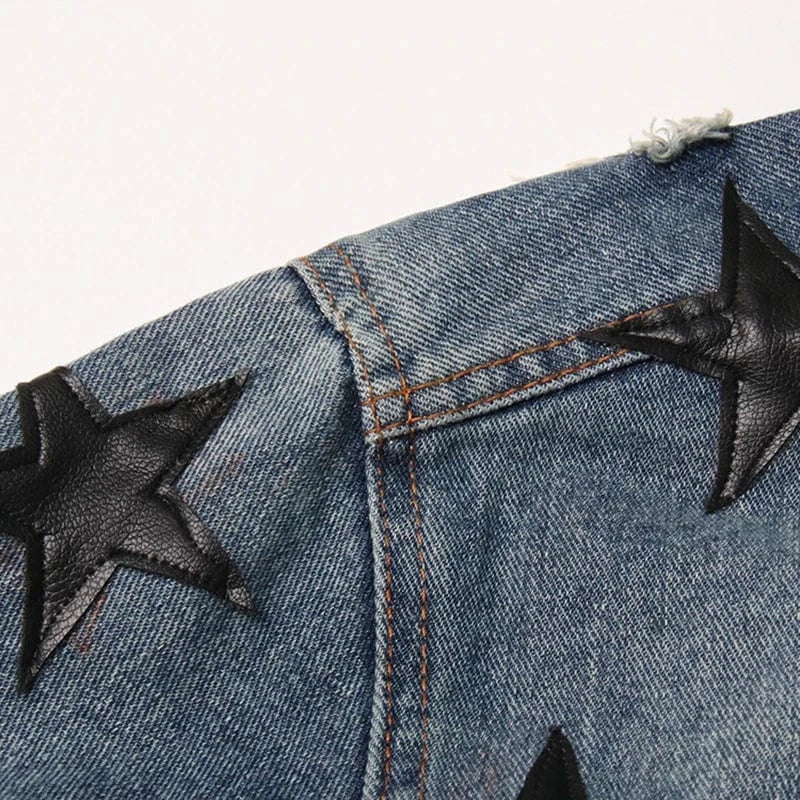 CHICEVER Casual Patchwork Button Lapel Long Sleeve Single Breasted Denim Jackets For Women 2024