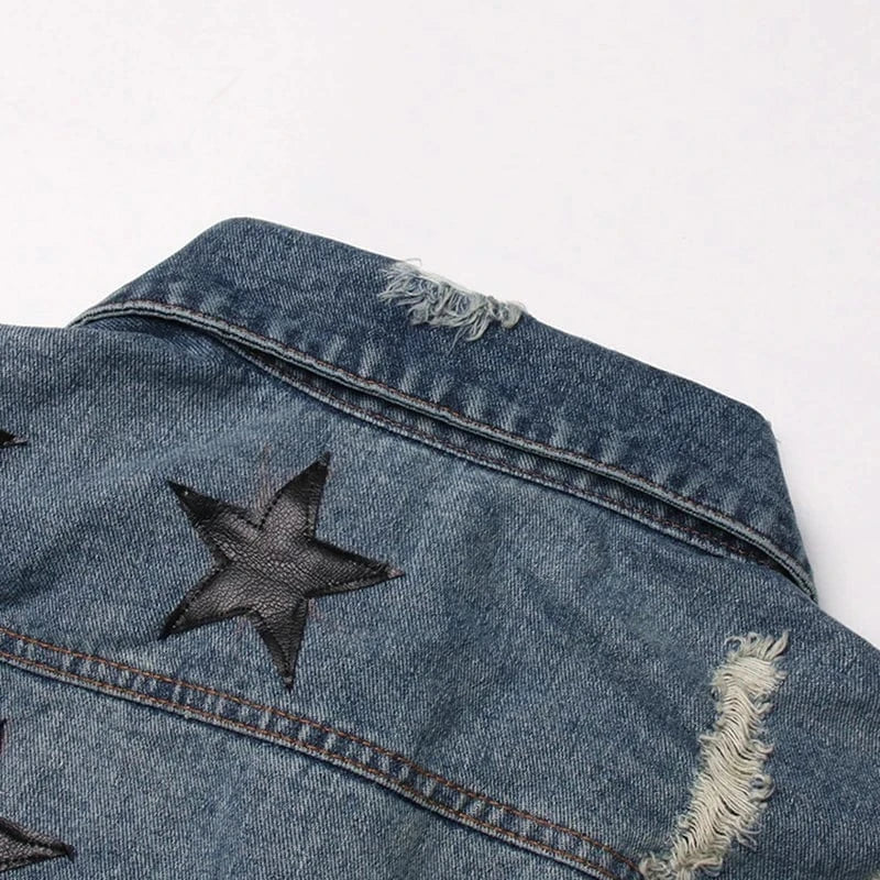 CHICEVER Casual Patchwork Button Lapel Long Sleeve Single Breasted Denim Jackets For Women 2024