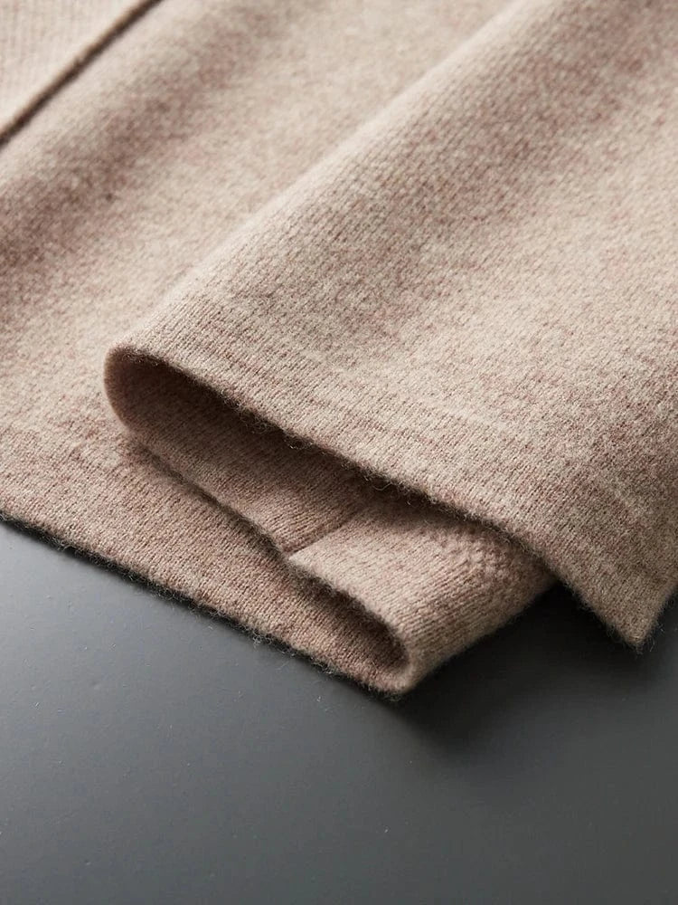 CHICUU Autumn Winter Men Cashmere Sweater Coat Basic V-neck Cardigan 100% Merino Wool Knitwear Smart Casual Jacket Korean Tops