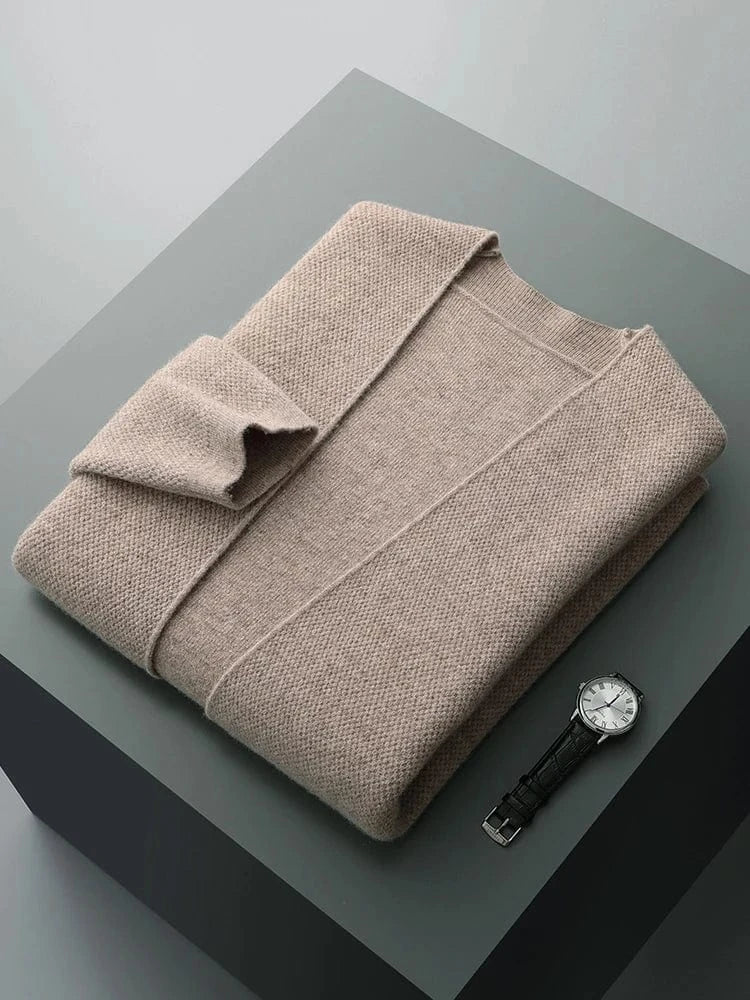 CHICUU Autumn Winter Men Cashmere Sweater Coat Basic V-neck Cardigan 100% Merino Wool Knitwear Smart Casual Jacket Korean Tops