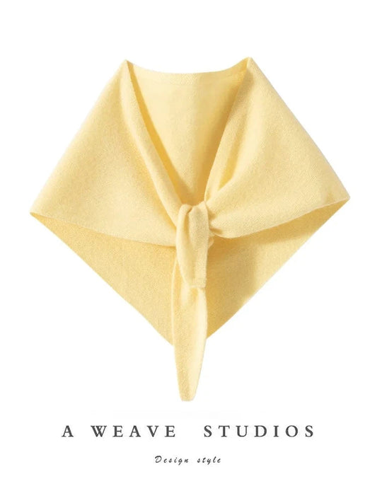CHICUU Women 100% Cashmere Scarf Spring Autumn Triangular Scarf Cashmere Knitwear Luxury Grace Simple Style Scarf Pure Color