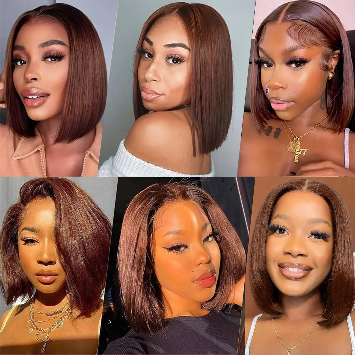 Chocolate Brown Straight Bob Wig (10–14 Inch Options) - SN Wigs & More