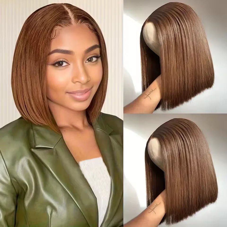 Chocolate Brown Straight Bob Wig (10–14 Inch Options) - SN Wigs & More