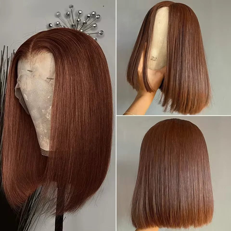 Chocolate Brown Straight Bob Wig (10–14 Inch Options) - SN Wigs & More