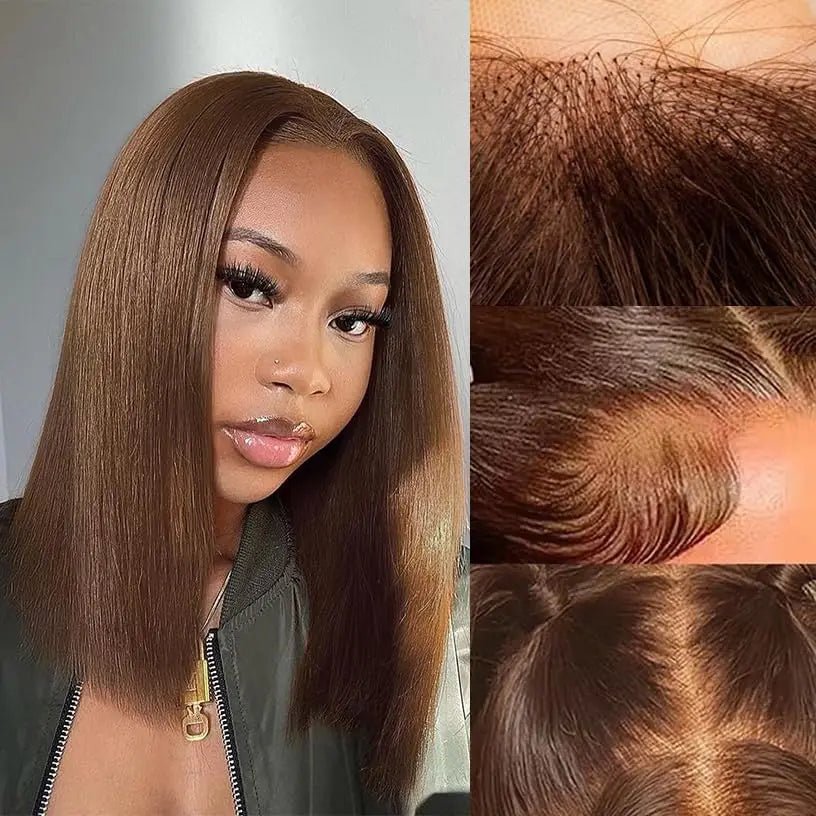 Chocolate Brown Straight Bob Wig (10–14 Inch Options) - SN Wigs & More