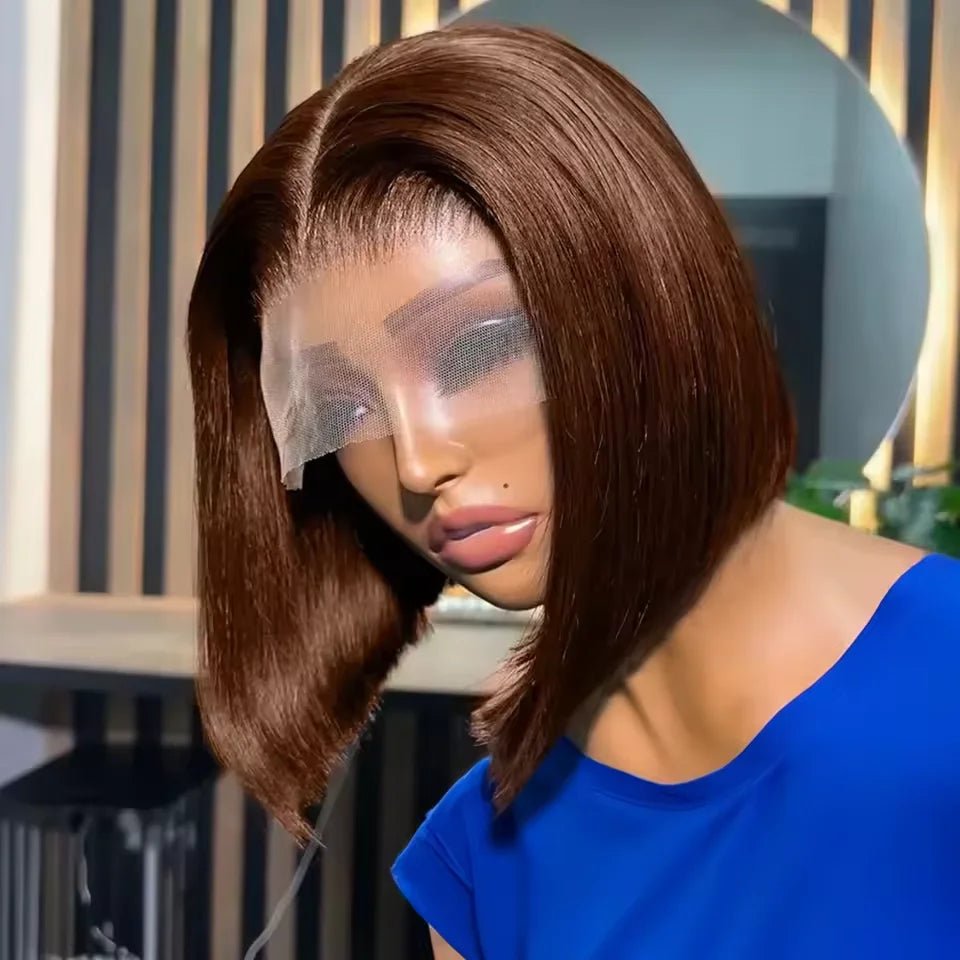 Chocolate Brown Straight Bob Wig (10–14 Inch Options) - SN Wigs & More
