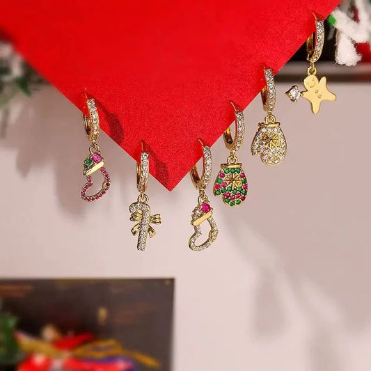 Christmas Gift Colorful Lucky Earrings synthetic zircon earrings ED1002