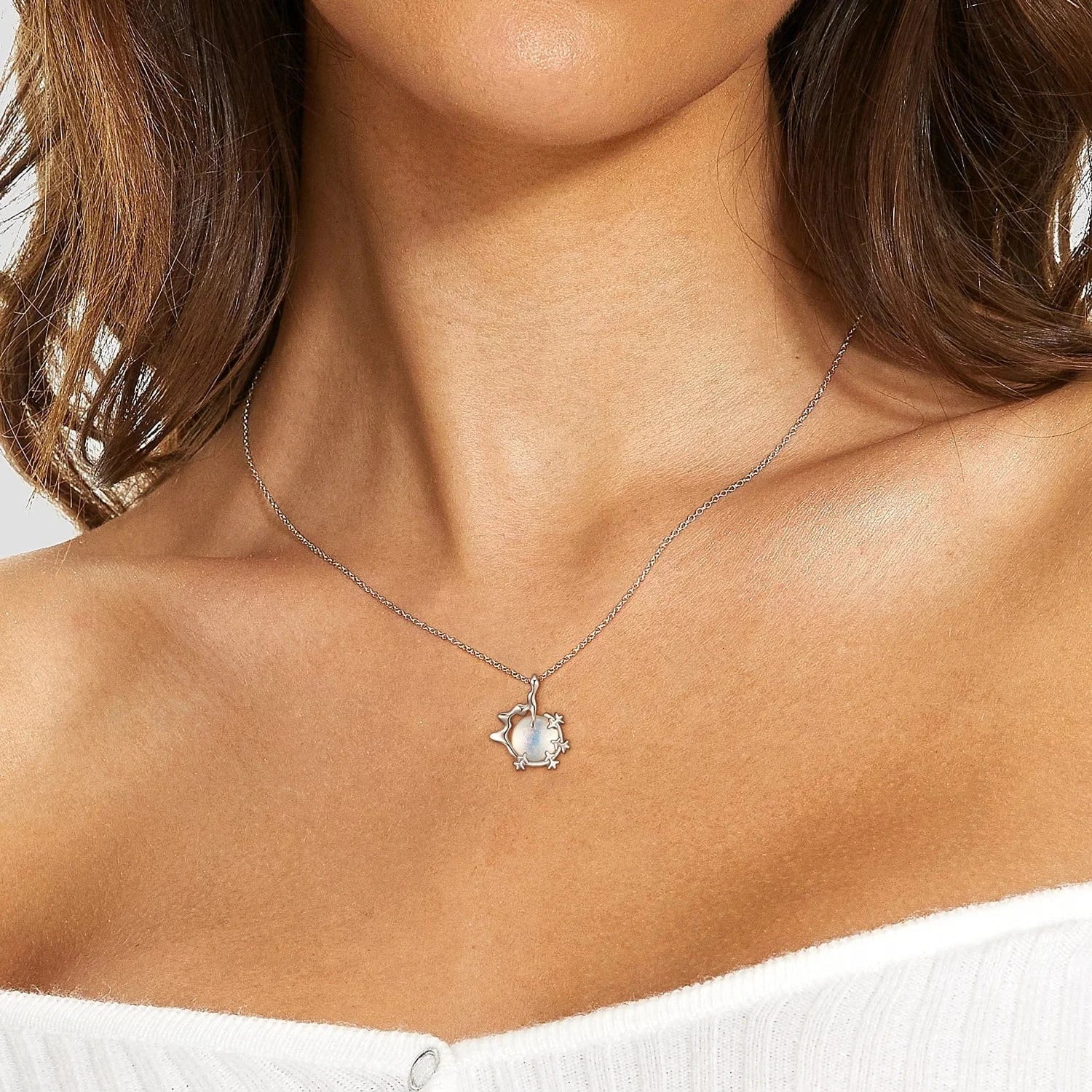 Christmas Snowflake Candy Crystal Pendant Necklace 925 Sterling Silver Necklaces Jewelry for Women Girl Gift Stock Dropshipping