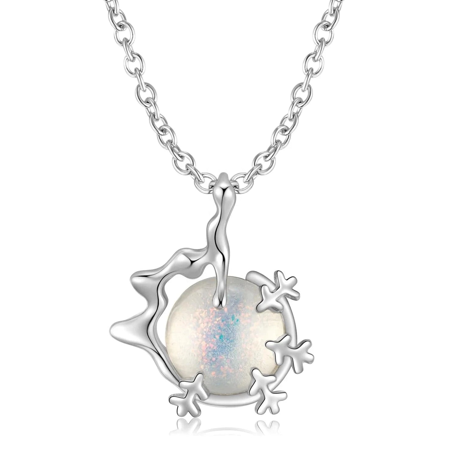 Christmas Snowflake Candy Crystal Pendant Necklace 925 Sterling Silver Necklaces Jewelry for Women Girl Gift Stock Dropshipping