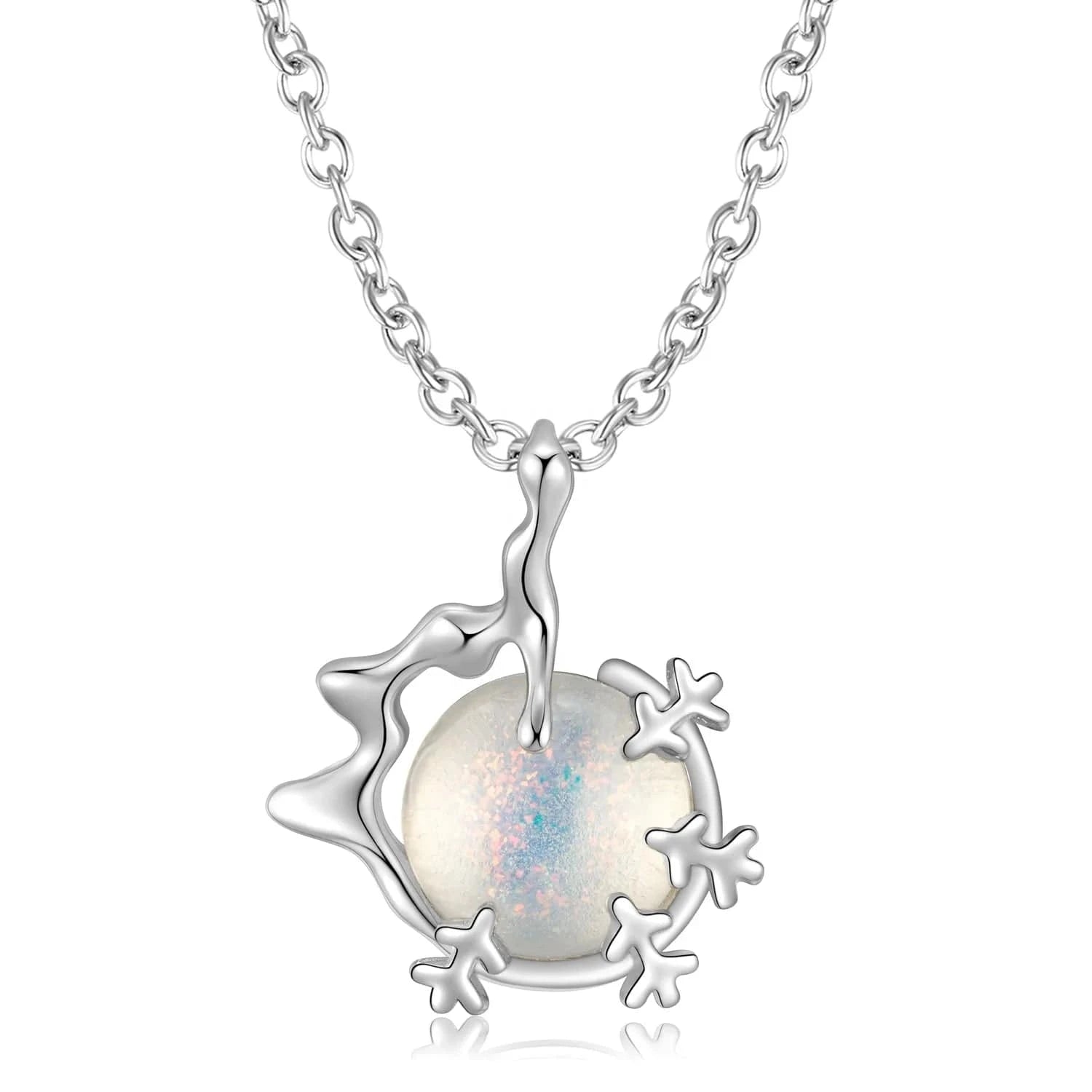 Christmas Snowflake Candy Crystal Pendant Necklace 925 Sterling Silver Necklaces Jewelry for Women Girl Gift Stock Dropshipping
