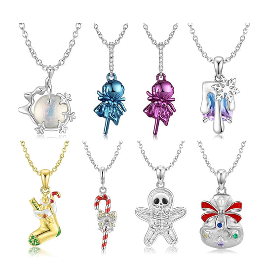 Christmas Snowflake Candy Crystal Pendant Necklace 925 Sterling Silver Necklaces Jewelry for Women Girl Gift Stock Dropshipping
