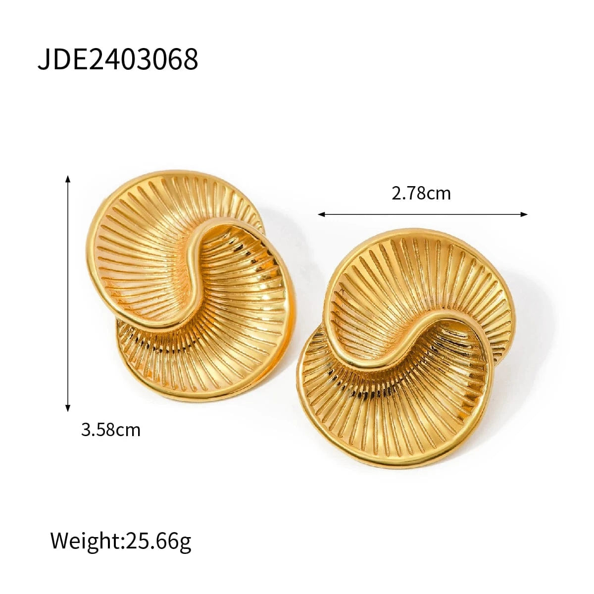 Chunky / E2904 E2904 Simple 18K PVD Gold Stainless Steel Jewelry Chunky Stud Texture Double Water Drop Earring Women Daily