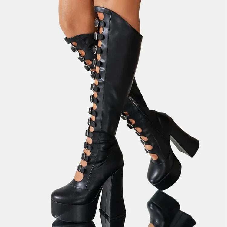 Chunky Heel Botas Altas Fashion Sexy Platform Knee High Women's Boots
