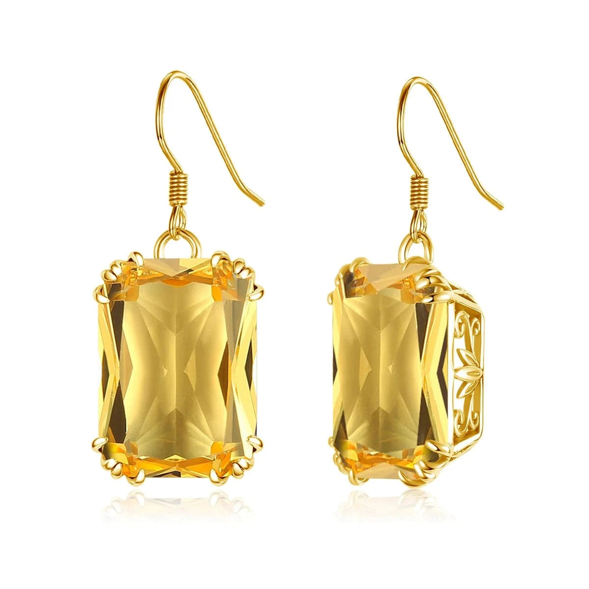 Citrine wholesale 18k Gold color Flower Earrings Red Ruby Square 925 Sterling Silver Women gemstone earrings jewelry