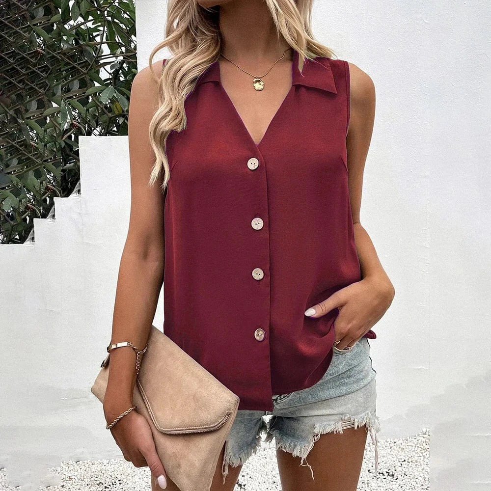 Claret / XXL New Chiffon Vest Lady Shirt Summer Sexy Blouse Tops for Women Clothing Korean Tank Pullover Female Casual Slim T-shirt Tee