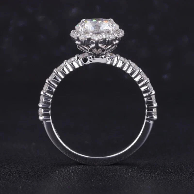 Classic 1.6ct round Brilliant Cut Lab-Grown Diamond Halo Ring 14k 18k Gold D VVS2 Synthetic IGI hpht Diamond Ring for Wedding