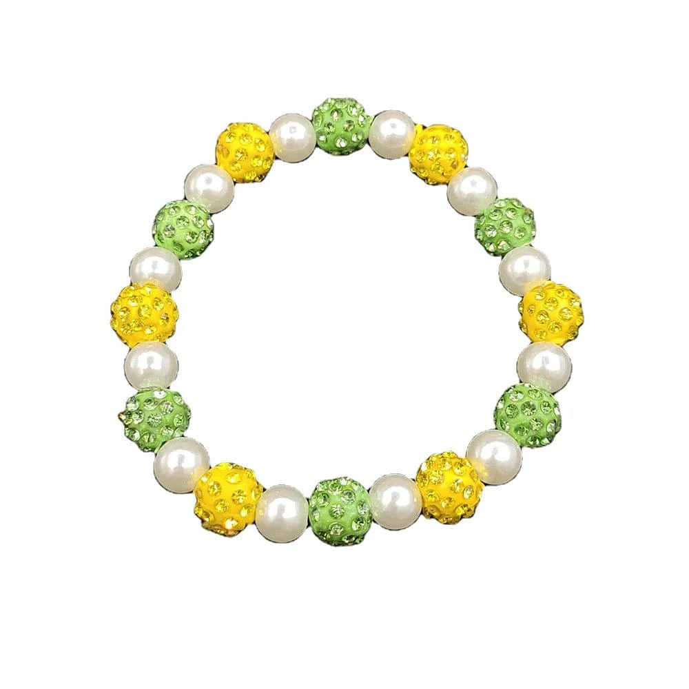classic / 19CM / green yellow Chi Eta Phi Handmade Greek Society XHP High Quality Pearl Bead Bracelet Green Yellow Shambhala Beads Bangle Jewelry Accessories
