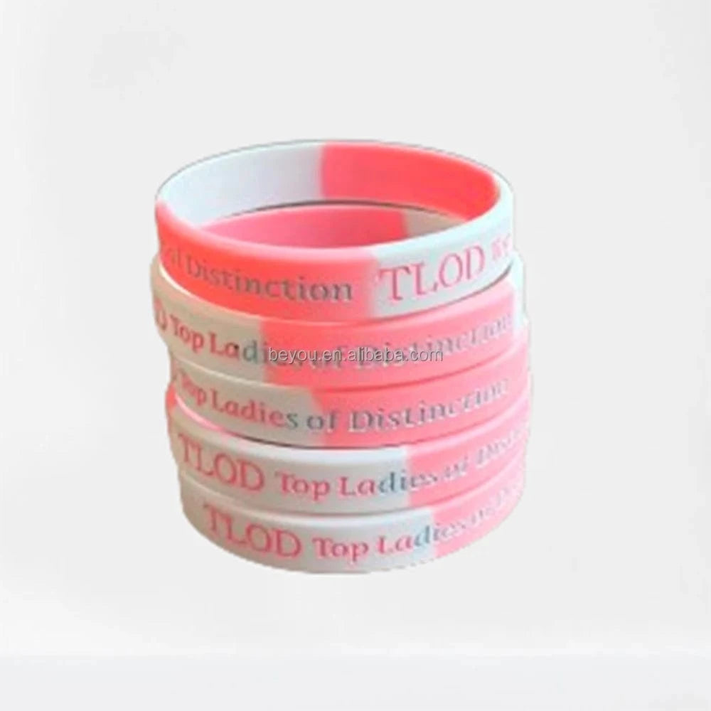 classic / 19CM / TLOD Top Ladies of Distinction Silicone bracelet sorority TLOD Pink White Wristbands PVC Bracelet Fellowship Rubber Bracelets