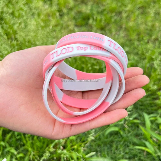classic / 19CM / TLOD Top Ladies of Distinction Silicone bracelet sorority TLOD Pink White Wristbands PVC Bracelet Fellowship Rubber Bracelets