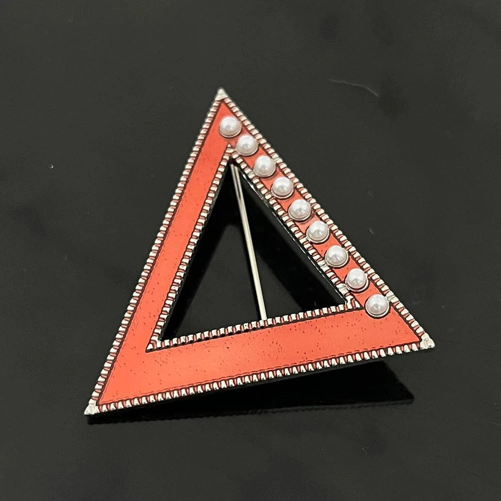 classic / 3 / Gold Plated Greek Fellowship  Quality Metal Triangle Shape Red Crystal Pearl Dear Delta Brooch Society Lapel Pin Apparel Jewelry