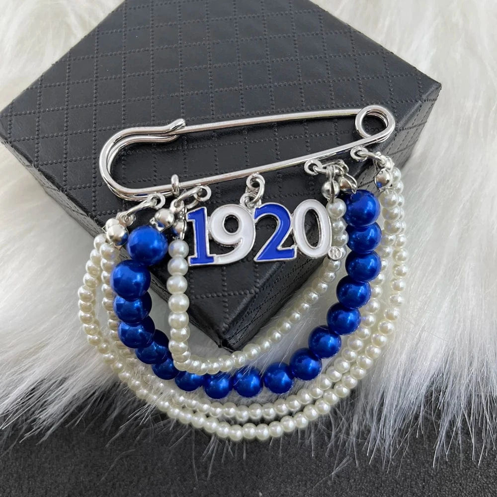 classic / 5 / Silver Plated ZPB Greek Sisters Club Club Logo Letter Badge Shield Pendant Pearl Rhinestone brooch Women's Jewelry