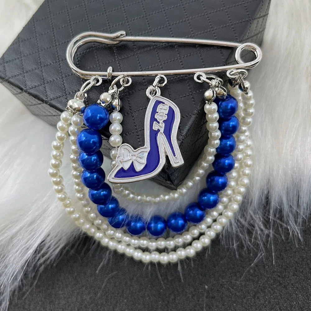 classic / 7 / Silver Plated ZPB Greek Sisters Club Club Logo Letter Badge Shield Pendant Pearl Rhinestone brooch Women's Jewelry