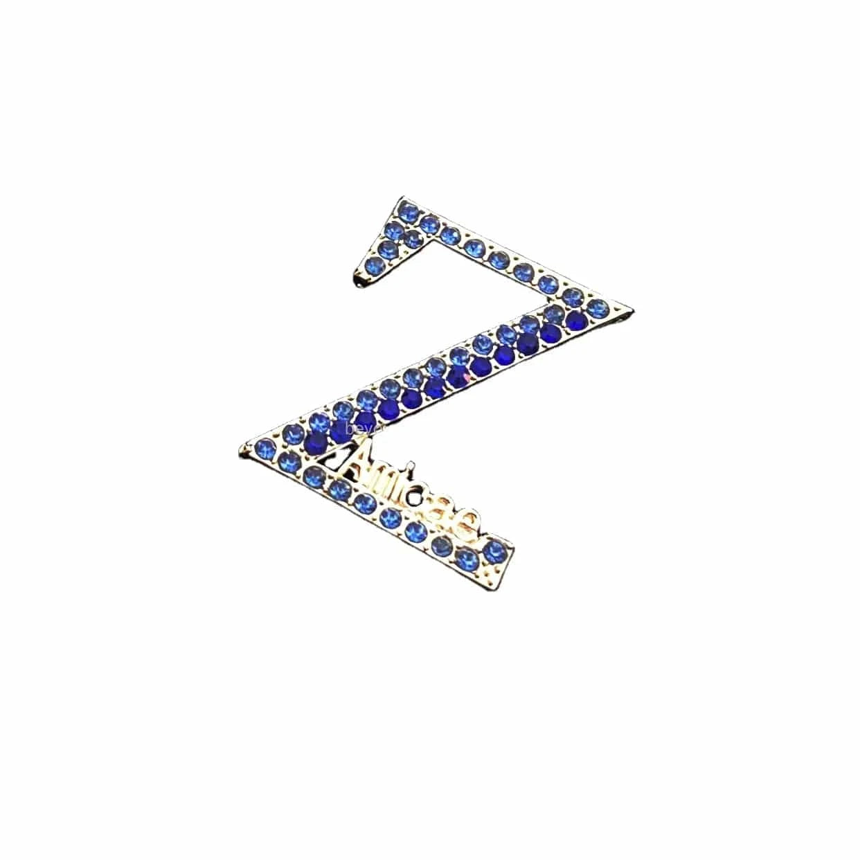 classic / Amicae / Blue White Zinc Plated Greek Letter Large Z Baby Dark Blue Rhinestone Amicae Brooch Pins Elegant Zeta Amicae Alloy Brooch For Women Jewelry Accessories
