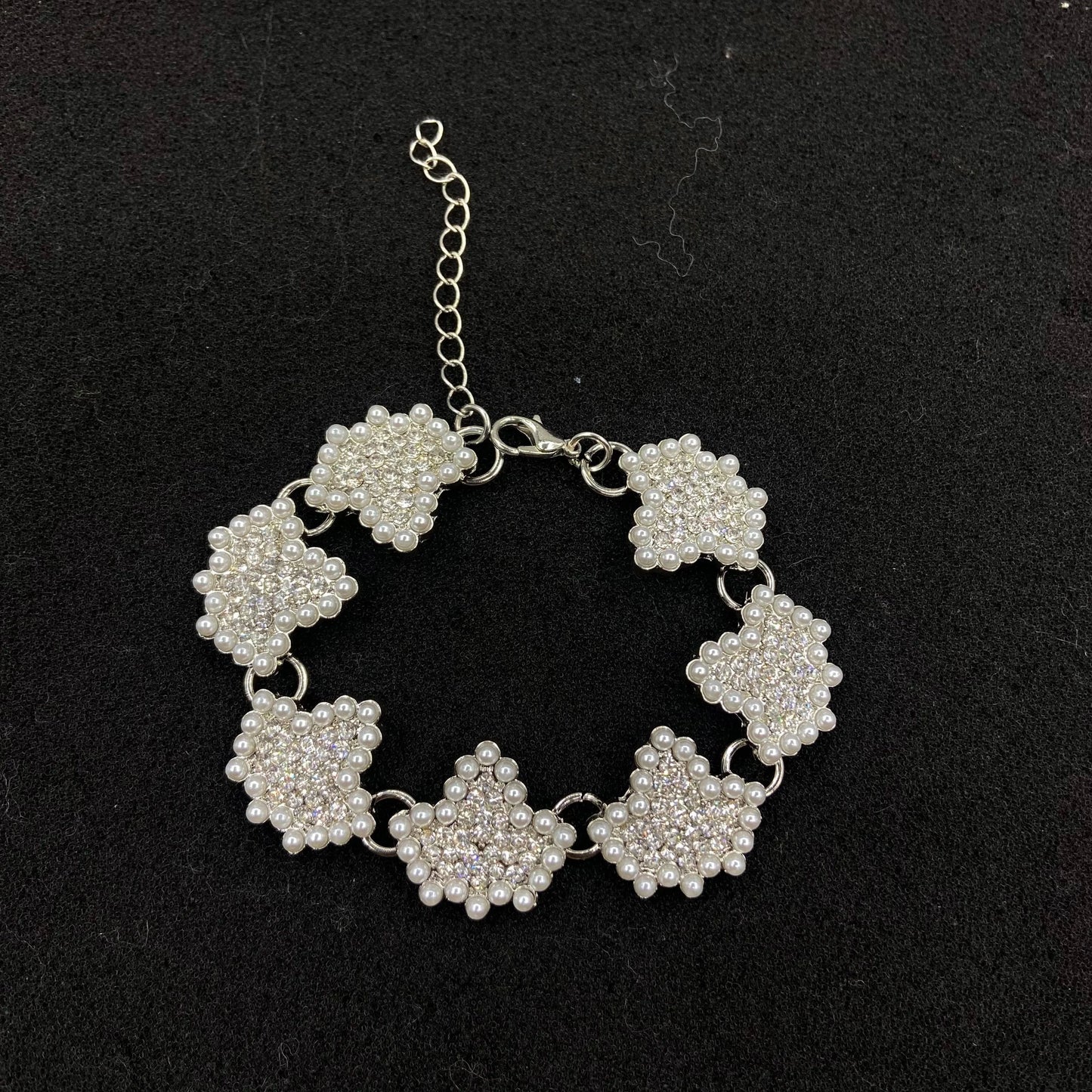 classic / bracelet Latest Greek Alphabet Sorority Maple Leaves Association Logo Full Rhinestone Pearl Pendant Earring Bracelet Necklace Set