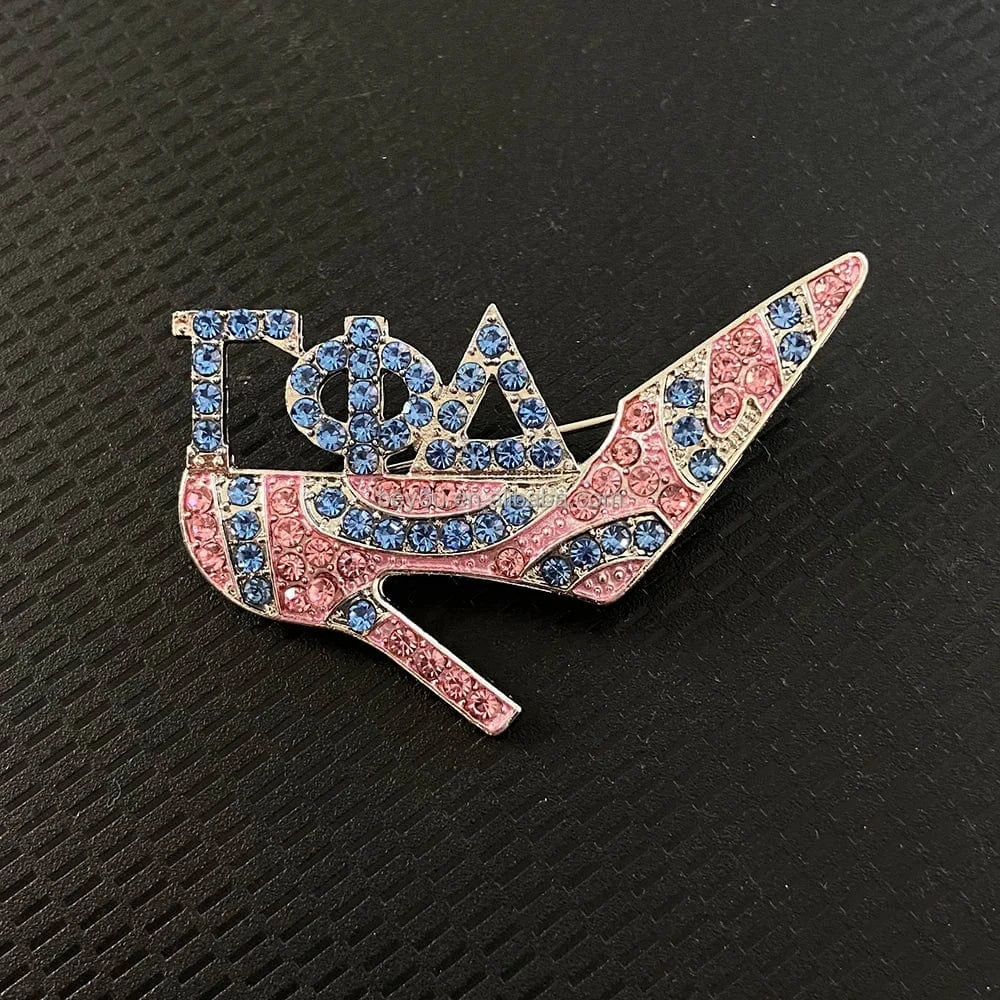 classic / butterfly / Silver Plated Pink Sky Blue Rhinestone Gamma Phi Delta Brooch  Butterfly Letter Sisterhood Sorority Lapel Pins Women Party Decor Jewelry